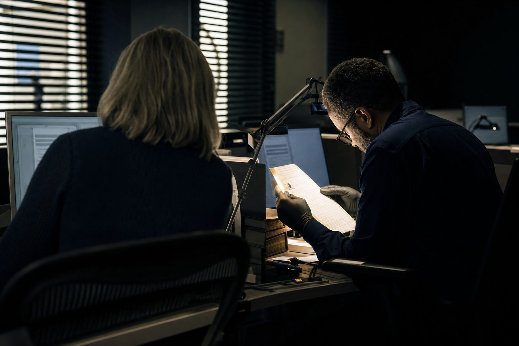 Election officials conducting signature review